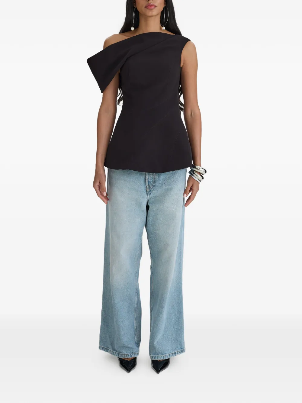 MOOS STUDIO Edit asymmetrische top Zwart