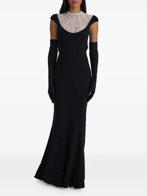 MOOS STUDIO lace-panelled cap-sleeve maxi dress