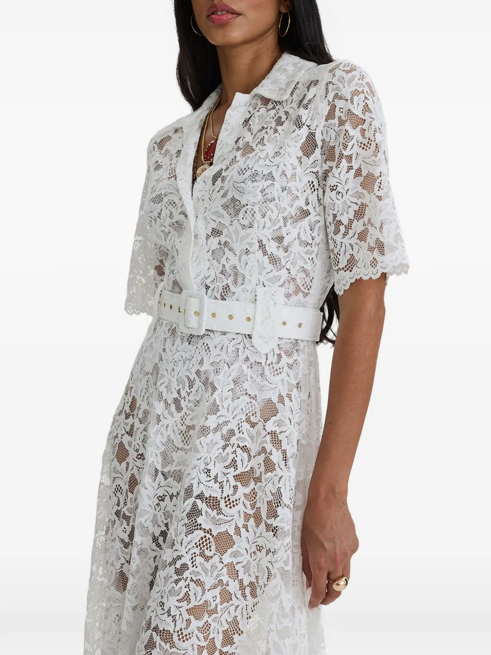 MOOS STUDIO Reverie belted floral-lace maxi dress - White