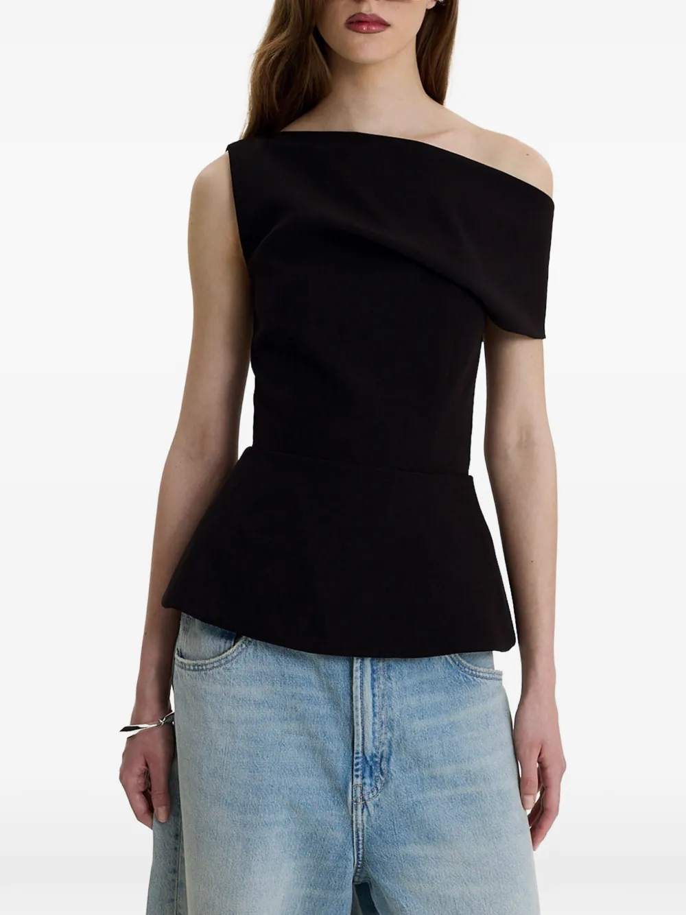 MOOS STUDIO Edit off-shoulder peplum top - Nero