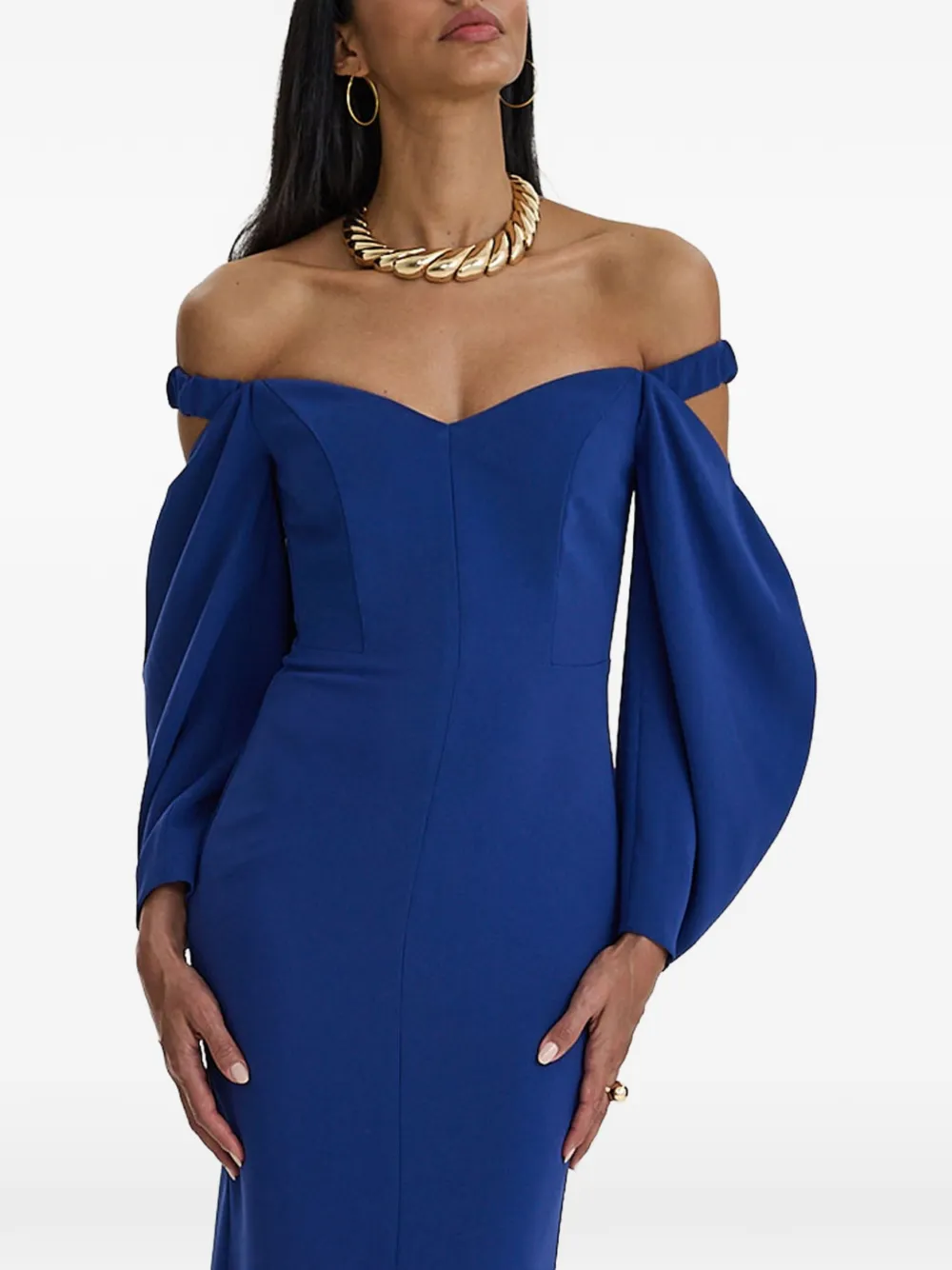 MOOS STUDIO Muse off-shoulder balloon-sleeve gown - Blu