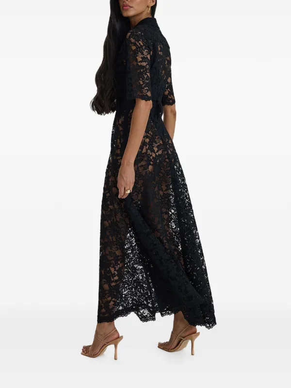 belted lace maxi dress MOOS STUDIO Reverie Belted Lace Maxi Dress | Black