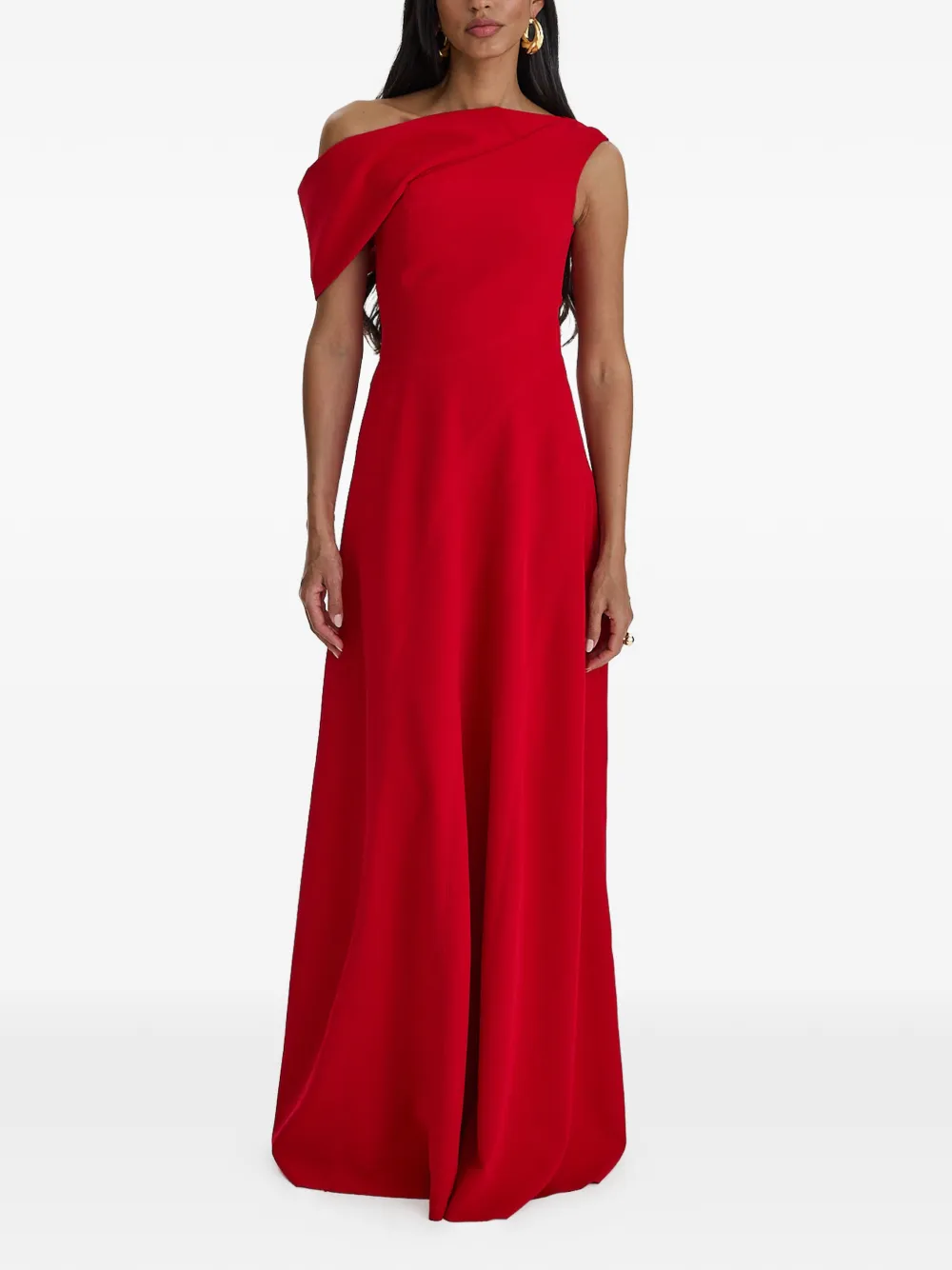MOOS STUDIO off-shoulder draped gown - Rosso