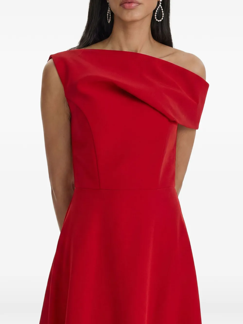 MOOS STUDIO Off-shoulder midi-jurk Rood