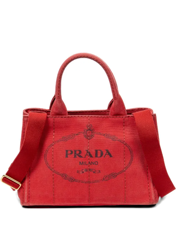 PRADA カナパ S ハンドバッグ Prada Pre-Owned Canapa ハンドバッグ S | レッド | FARFETCH JP