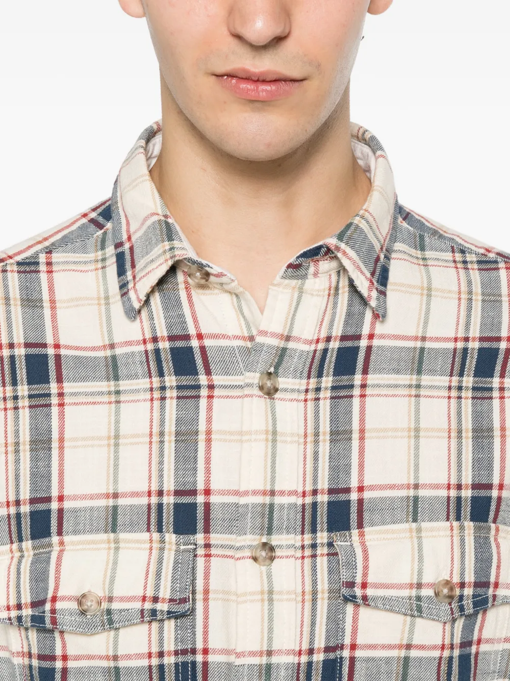 Gant Geruit overhemd Beige