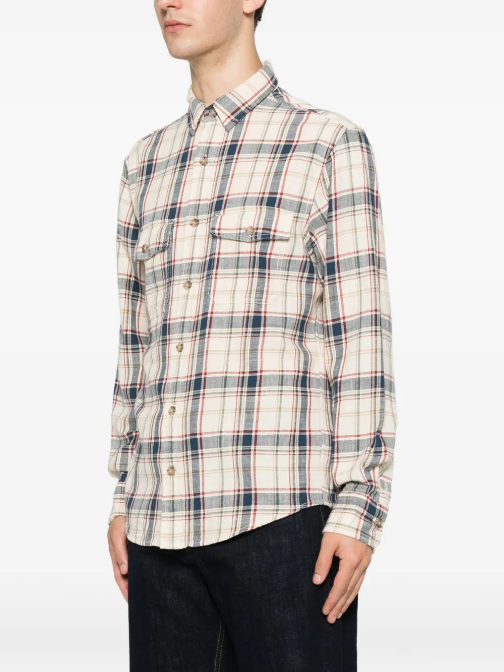 Gant Geruit overhemd Beige
