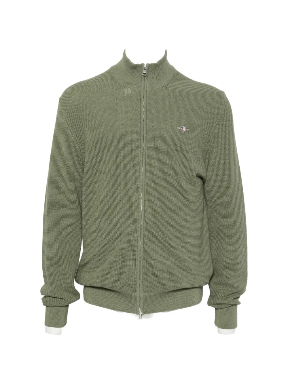 Gant zip-up waffle-knit cardigan - Verde