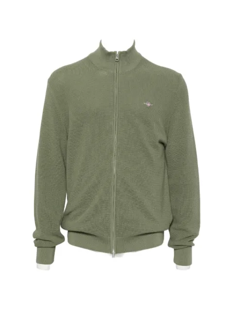 Gant zip-up waffle-knit cardigan