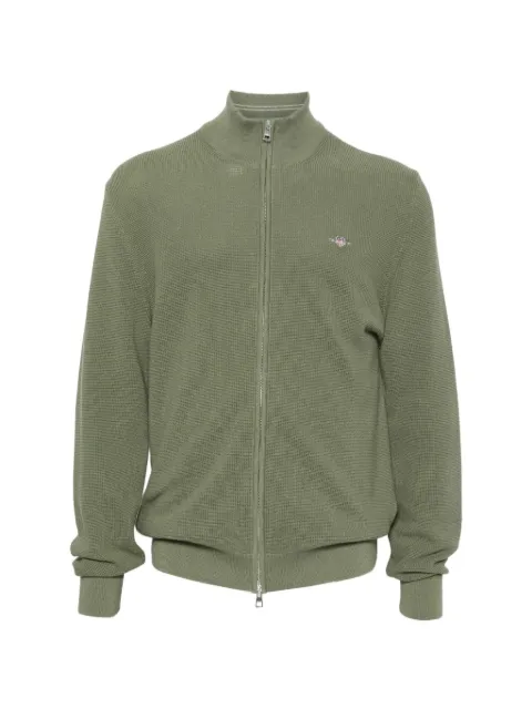 Gant zip-up waffle-knit cardigan
