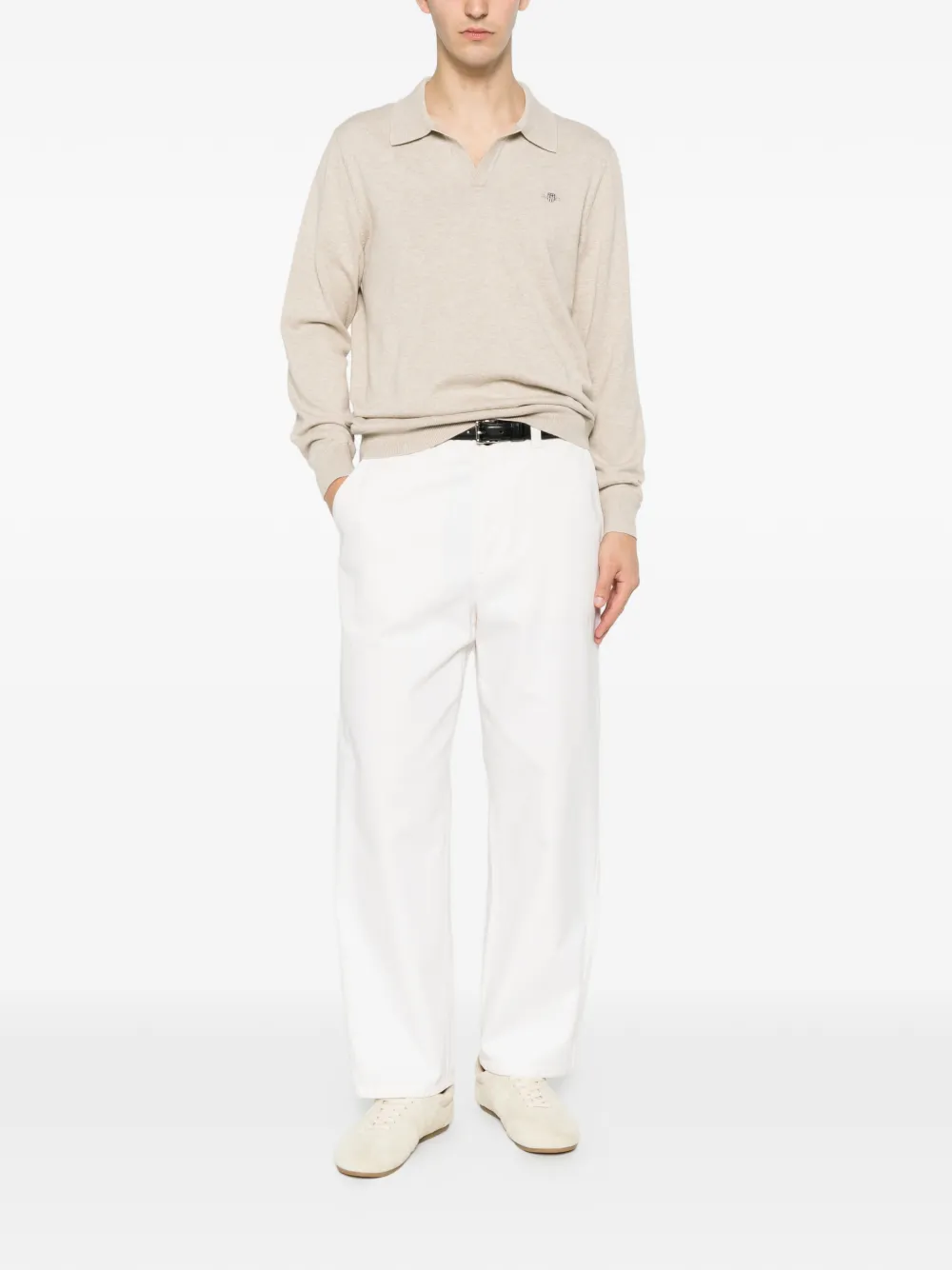 Gant T-shirt met geborduurd logo Beige