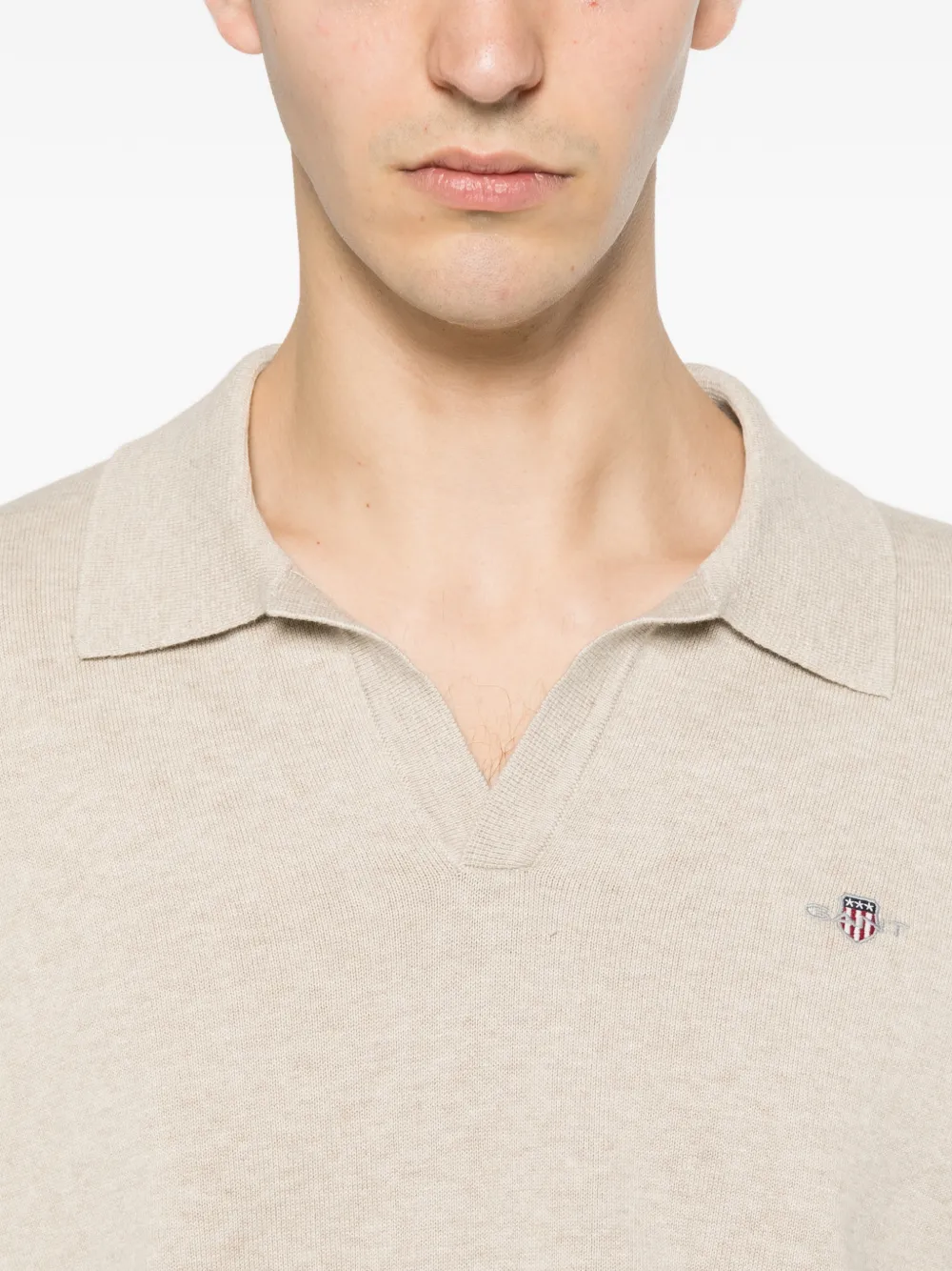 Gant T-shirt met geborduurd logo Beige