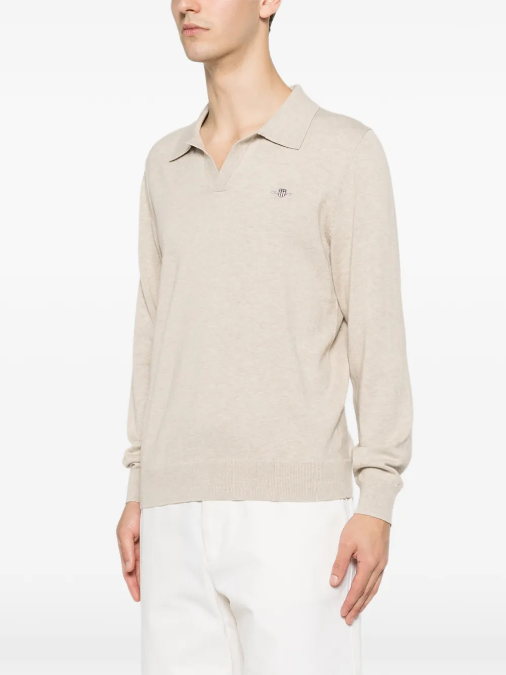Gant T-shirt met geborduurd logo Beige