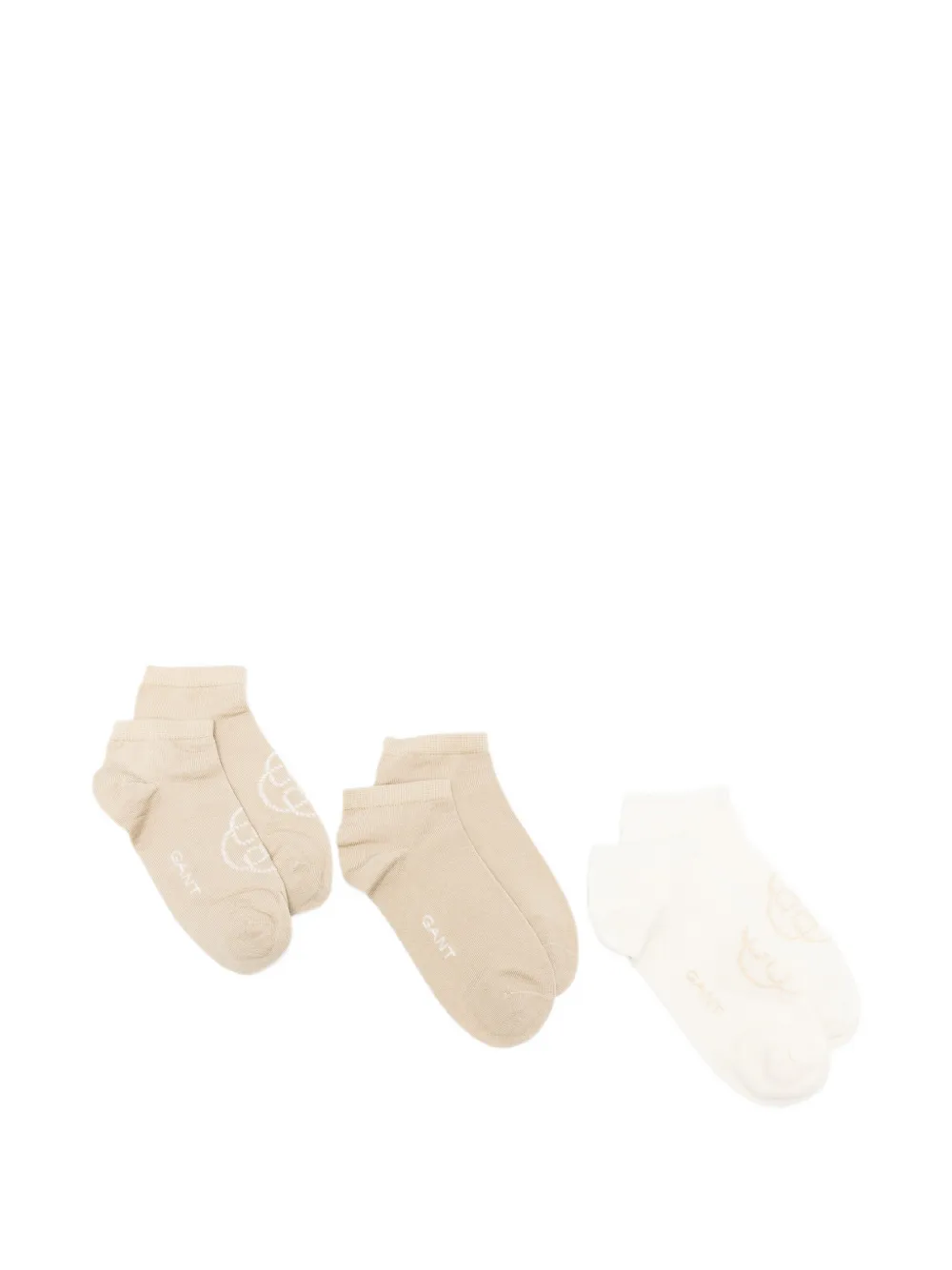 Gant Logo-print Ankle Socks Set Of Three In Neutral