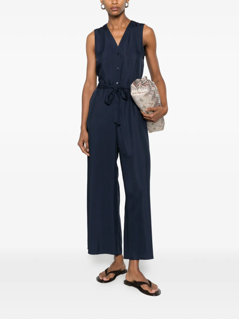 Gant Mouwloze jumpsuit met ceintuur Blauw