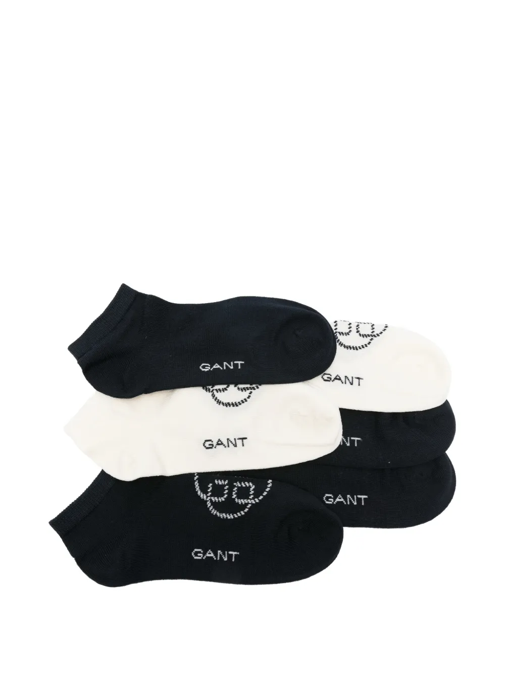 Gant Drie paar enkelsokken met logo-print Zwart