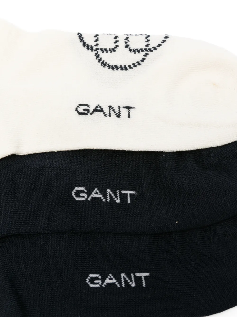 Gant Drie paar enkelsokken met logo-print Zwart