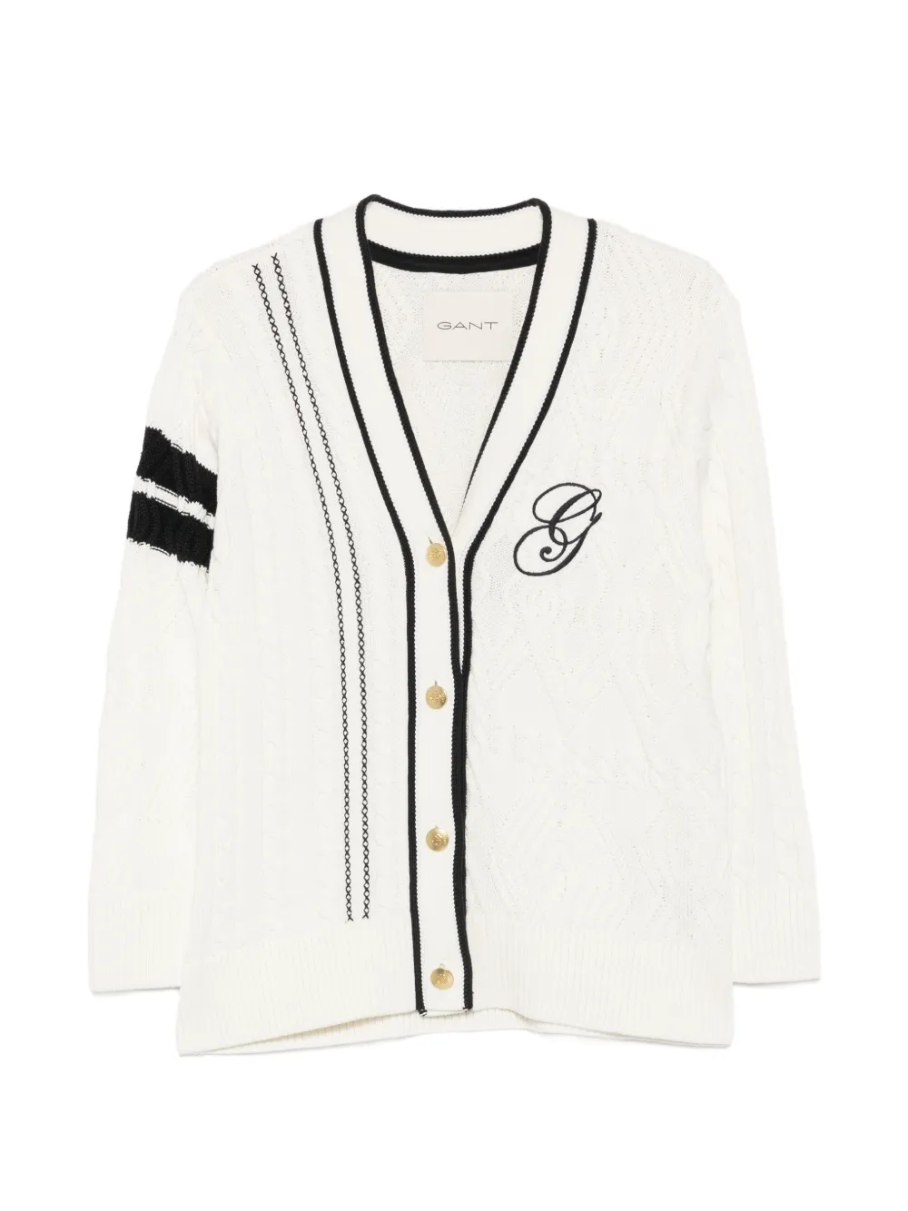Gant cable-knit embroidered cardigan - Bianco