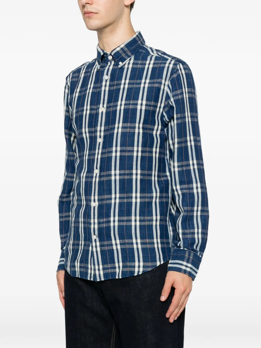 Gant Geruit overhemd Blauw