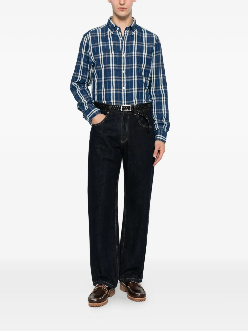 Gant Geruit overhemd Blauw