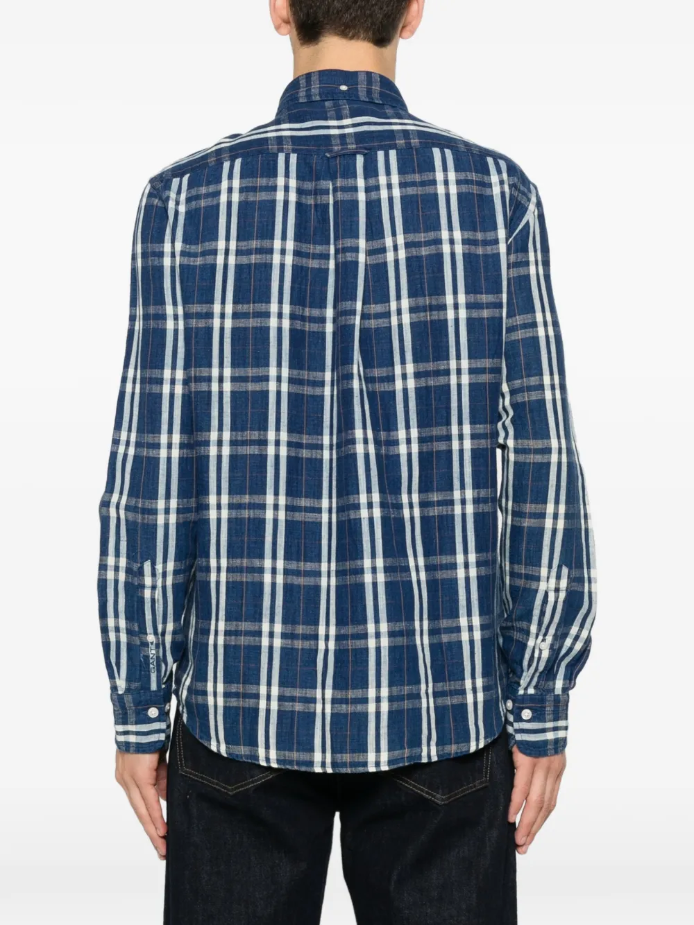 Gant Geruit overhemd Blauw