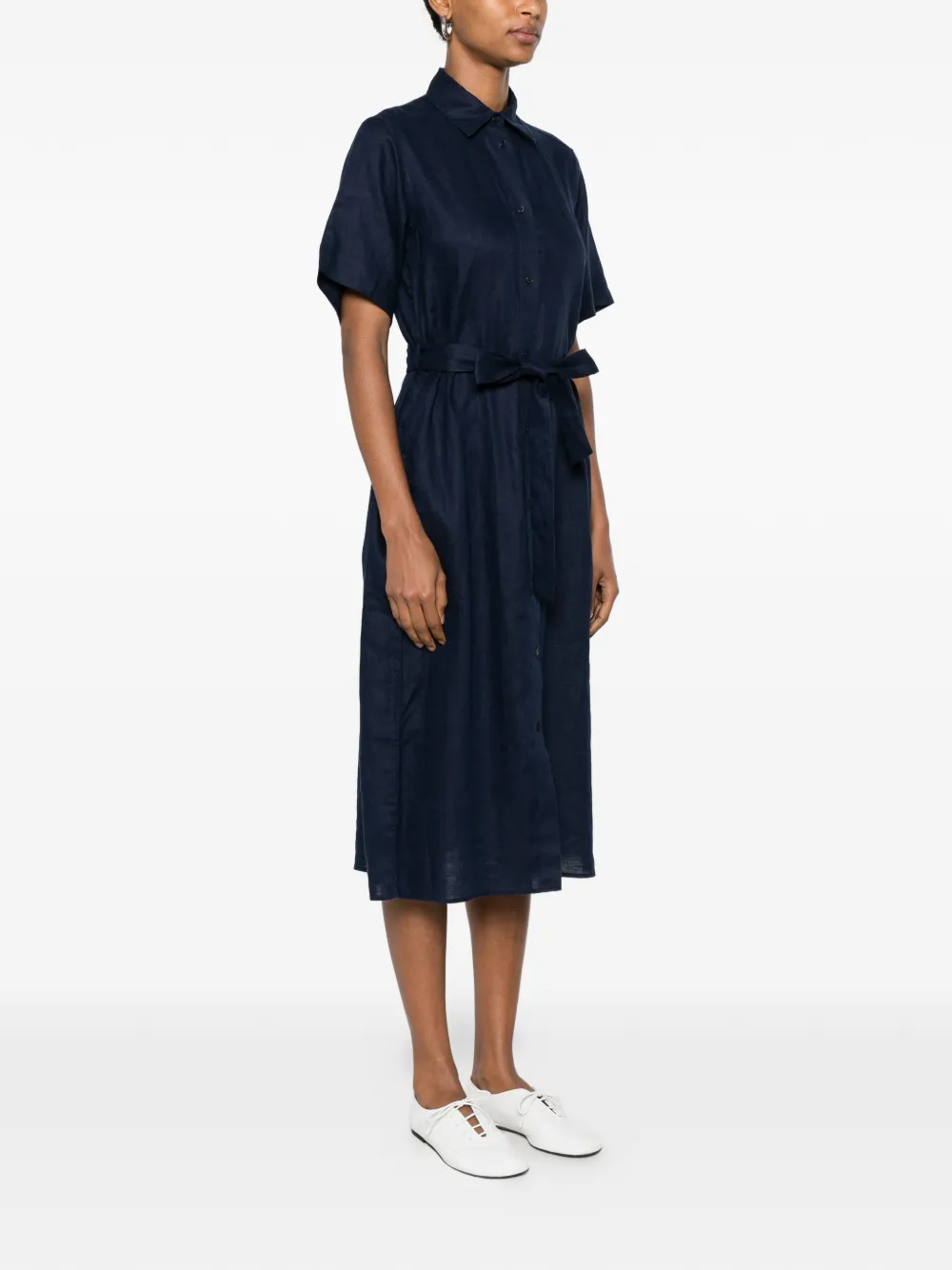 Gant Midi-jurk met knoopsluiting en riem Blauw