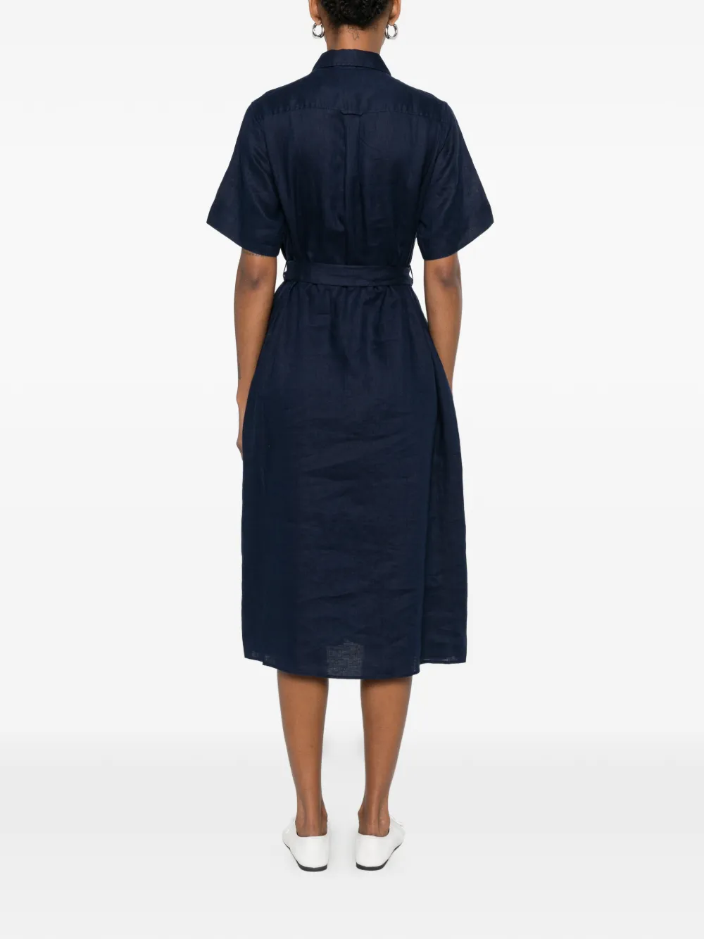 Gant Midi-jurk met knoopsluiting en riem Blauw