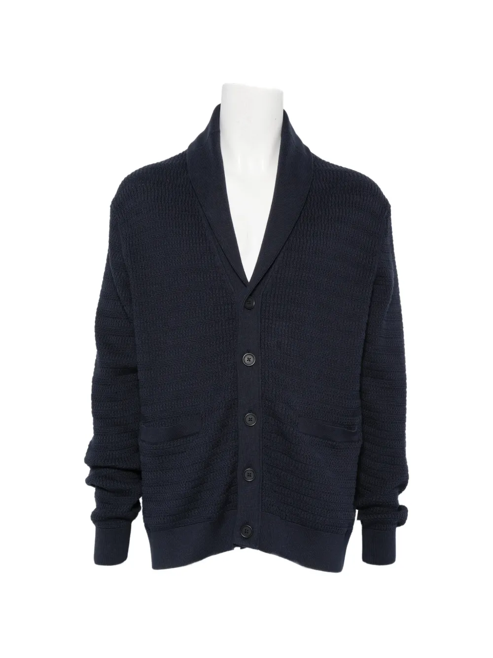 Gant shawl-collar waffle-knit cardigan - Blu
