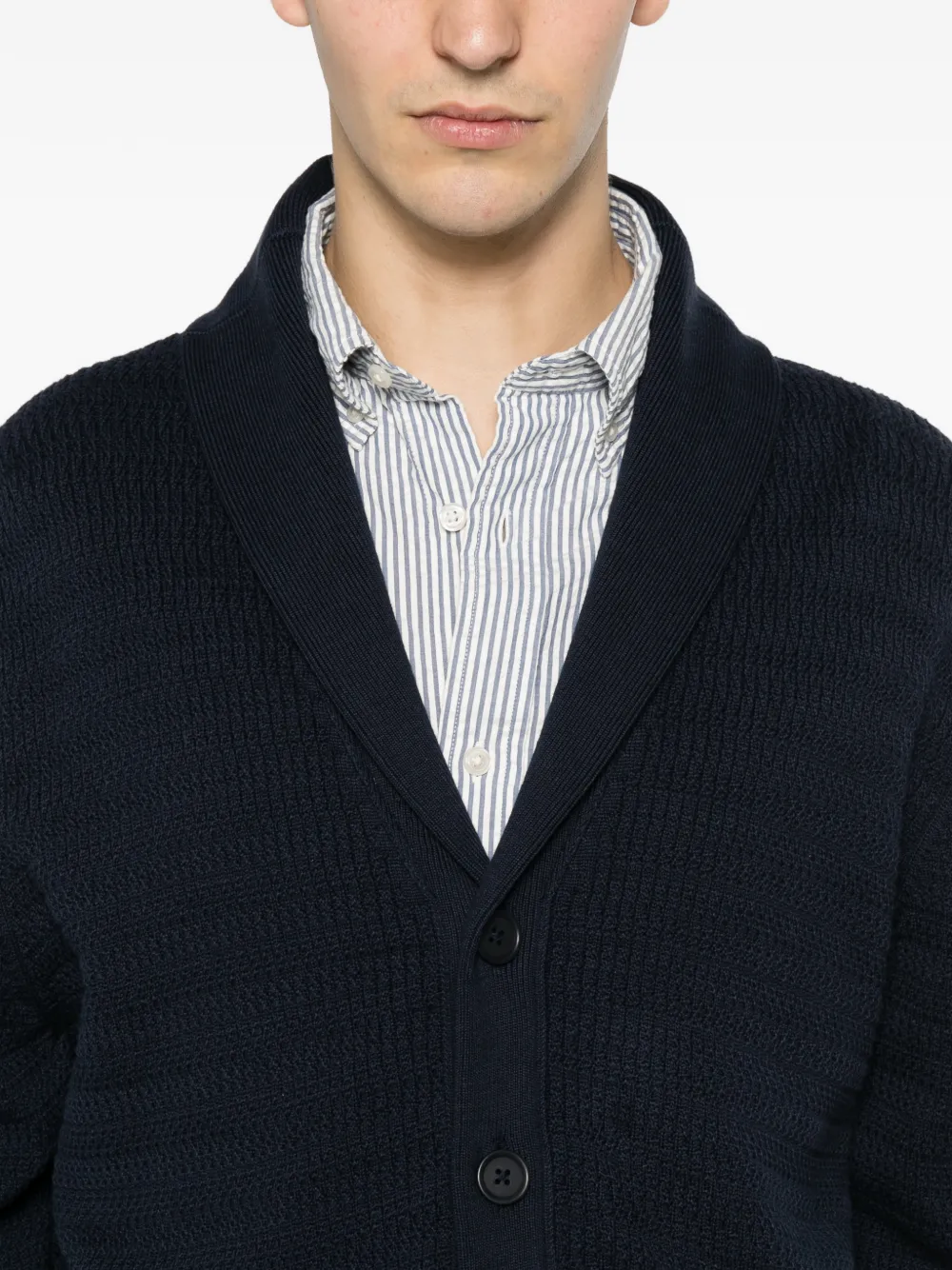Gant Wafelgebreid vest met sjaalkraag Blauw