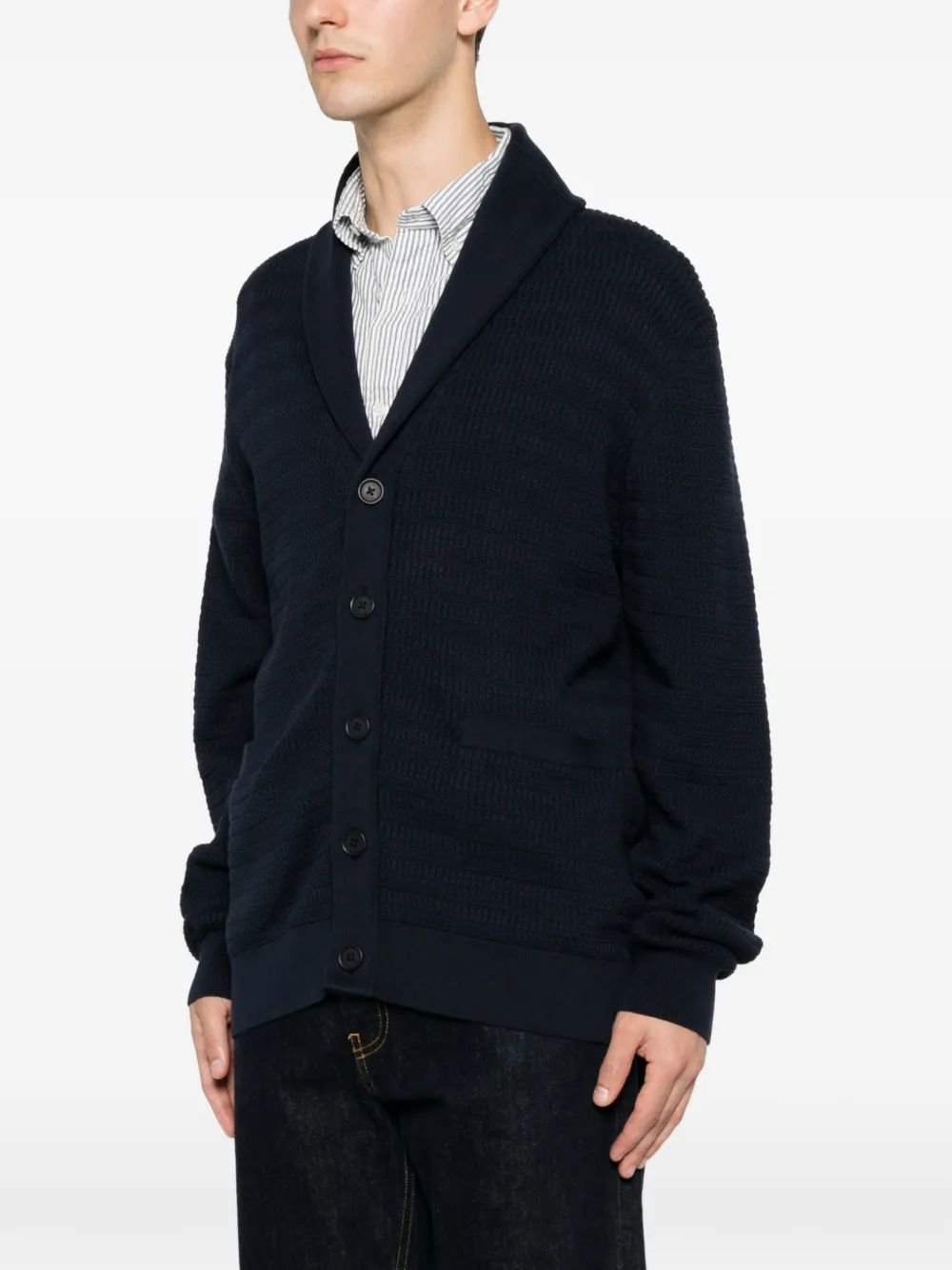 Gant Wafelgebreid vest met sjaalkraag Blauw