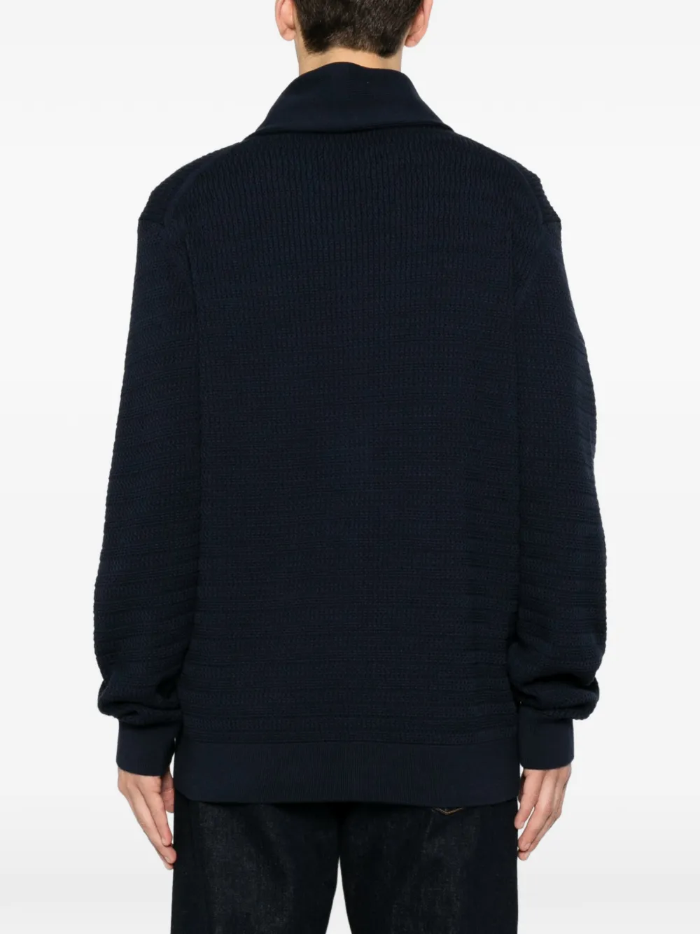 Gant Wafelgebreid vest met sjaalkraag Blauw