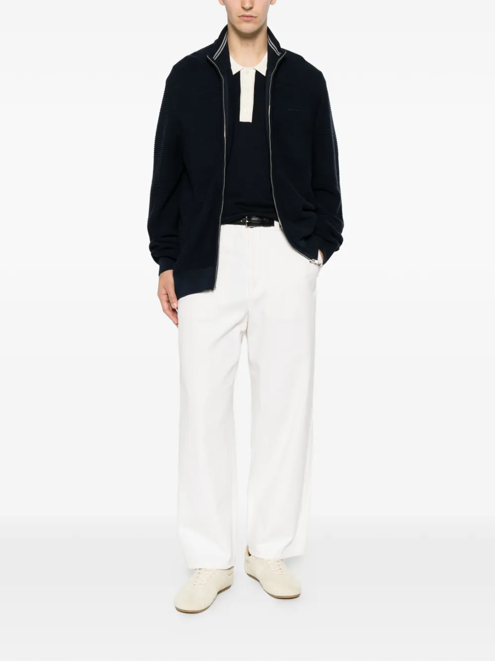 Gant Sweater met rits en textuur Blauw