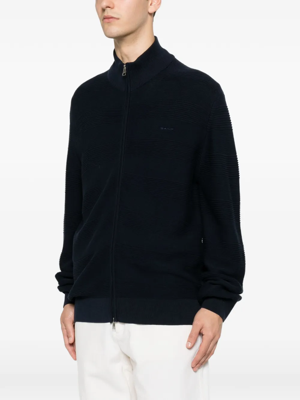 Gant Sweater met rits en textuur Blauw