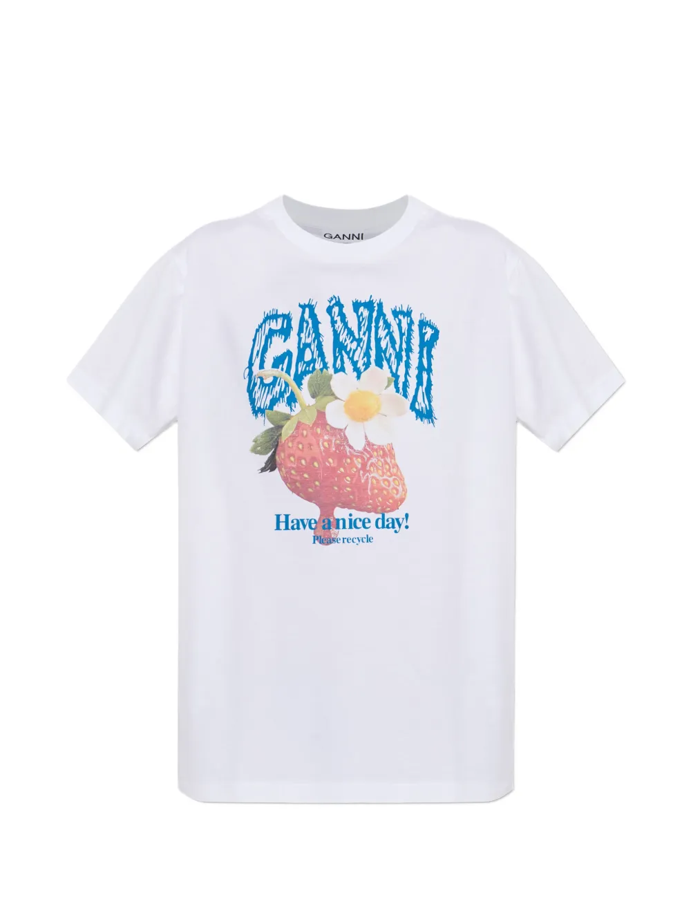 GANNI strawberry-print T-shirt - Bianco