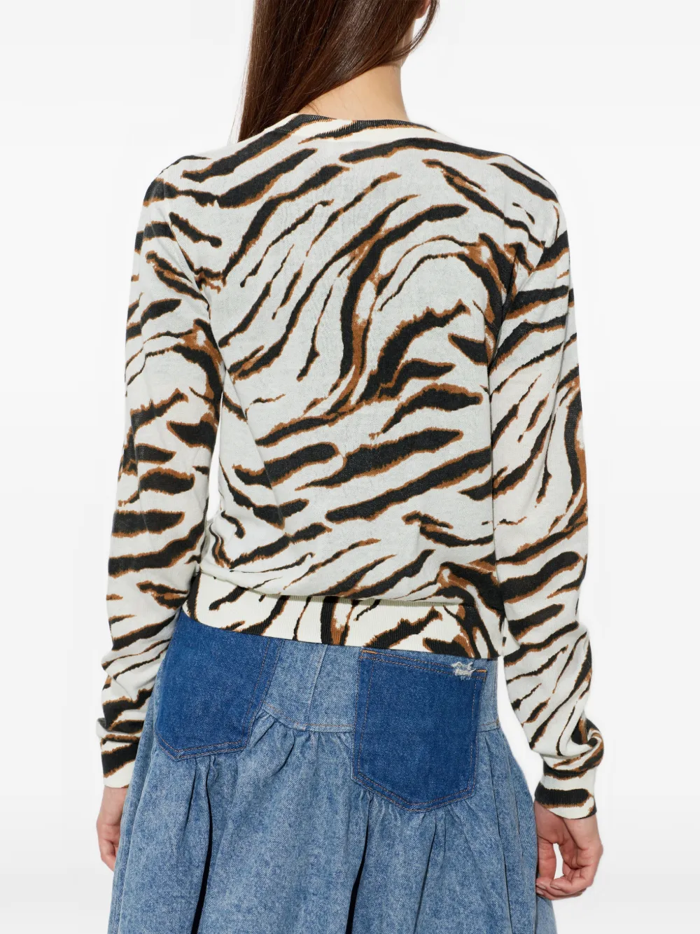 GANNI Vest met geborduurd logo en tijgerprint Beige