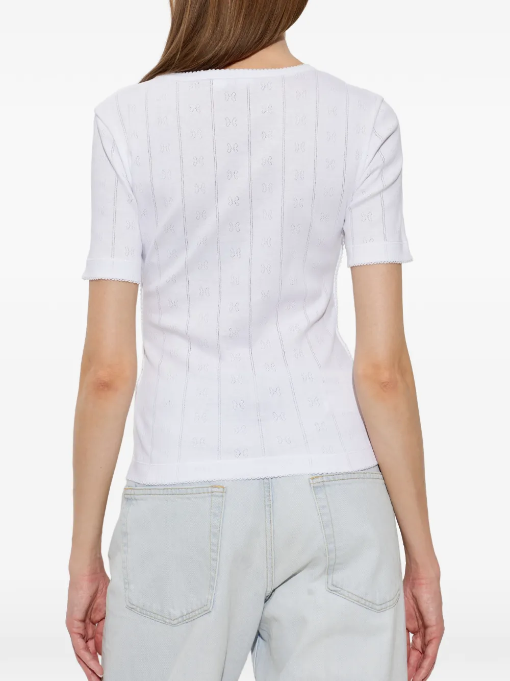 GANNI Gebreid T-shirt met logopatch Wit