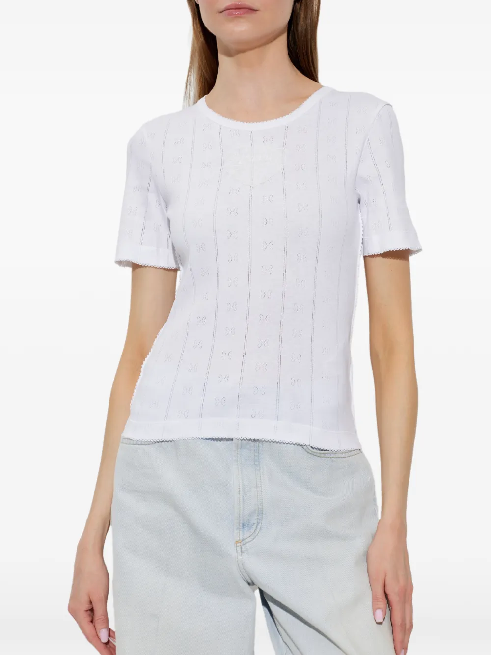 GANNI Gebreid T-shirt met logopatch Wit