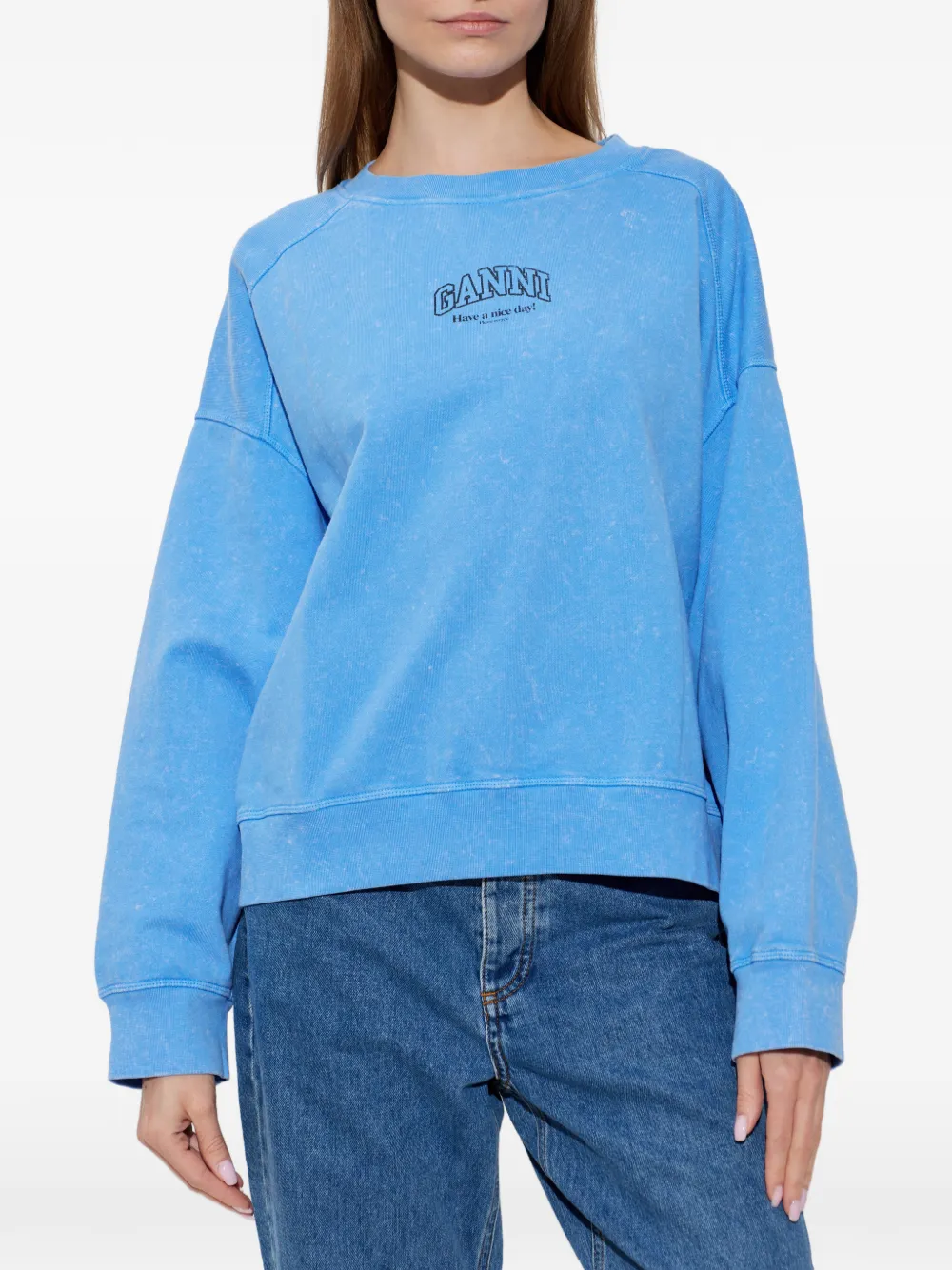  Ganni Sudadera Con Logo Estampado - Azul 