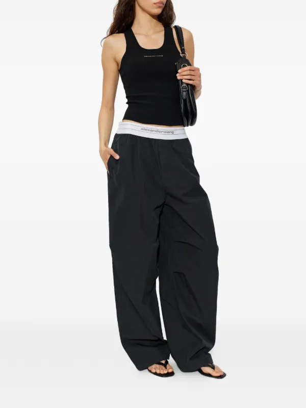 alexander wang【L】スカートパンツ 黒 Y2K 韓国 ウエストロゴ Alexander Wang logo-waistband Cotton Track Pants | Black | FARFETCH