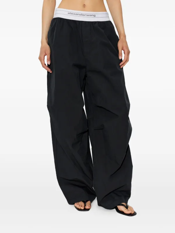 Alexander Wang logo-waistband Cotton Track Pants | Black | FARFETCH