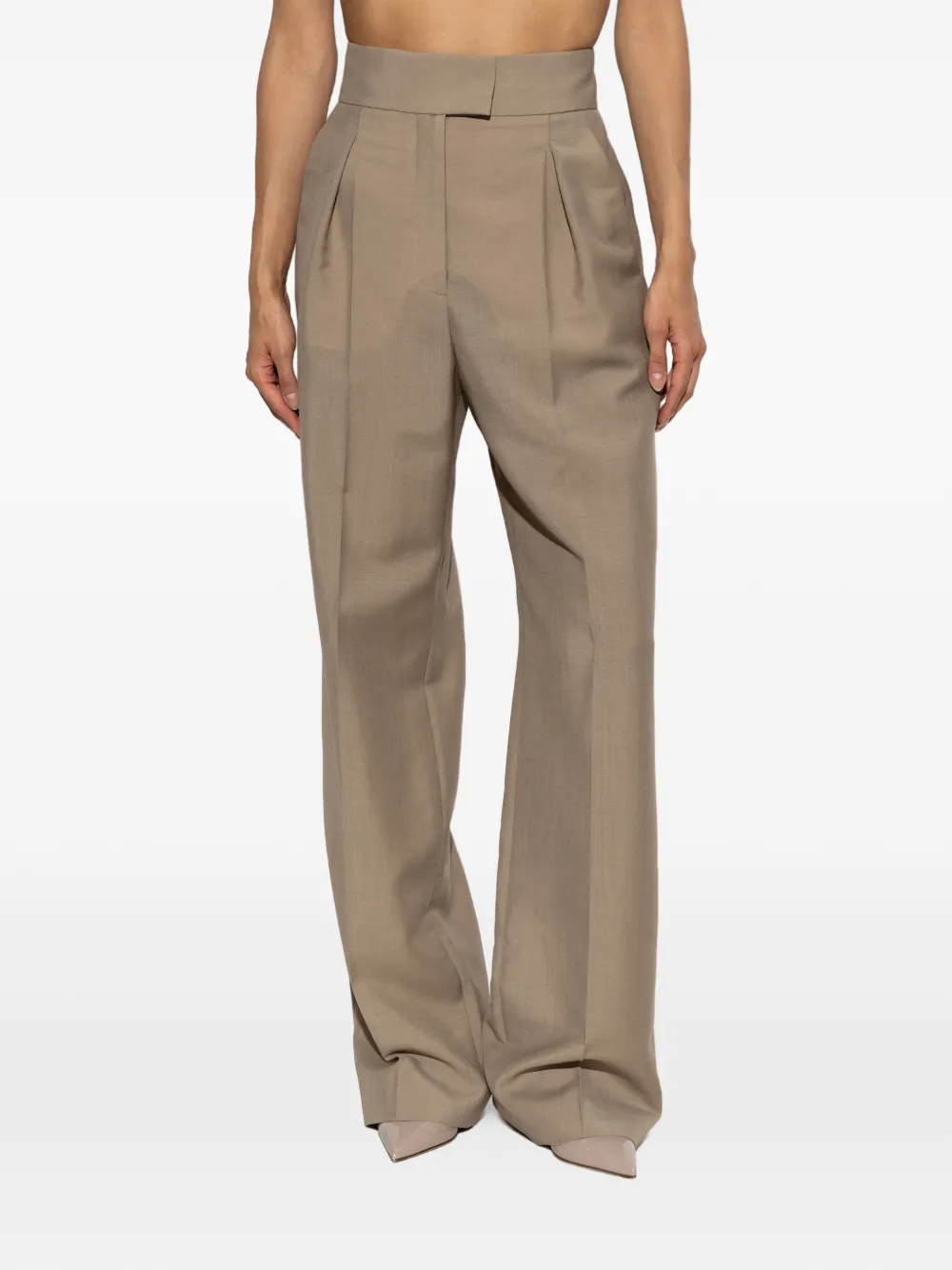 Valentino Garavani Plooibroek met wijde pijpen Beige