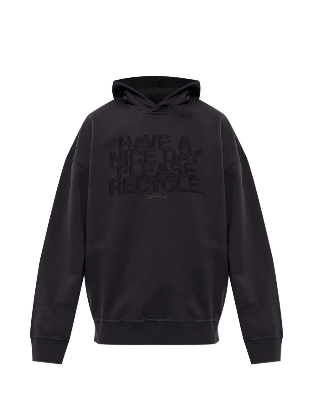 GANNI logo-embroidered hoodie - Schwarz