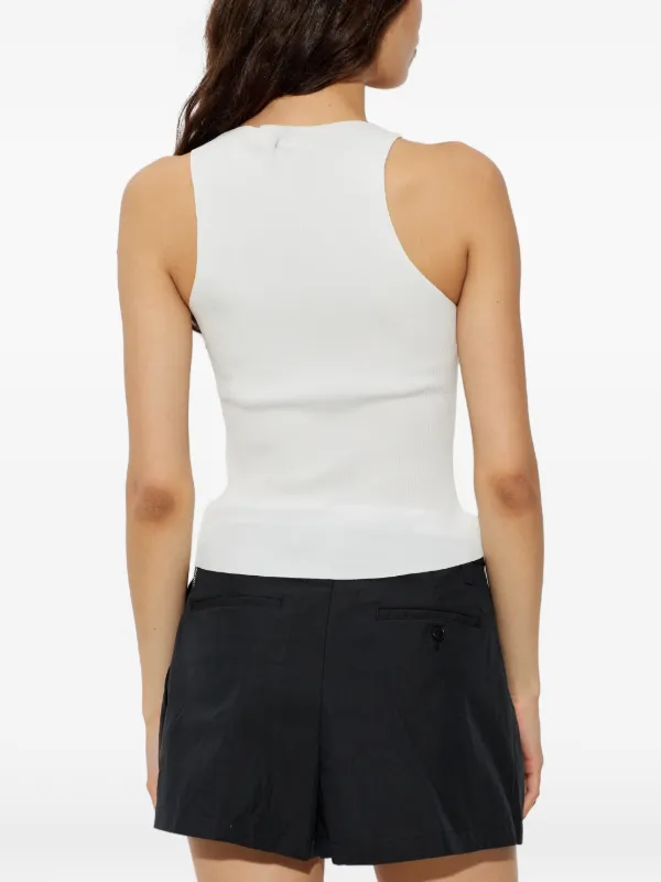 Alexander Wang ribbed-knit logo-patch Cotton Tank Top | White