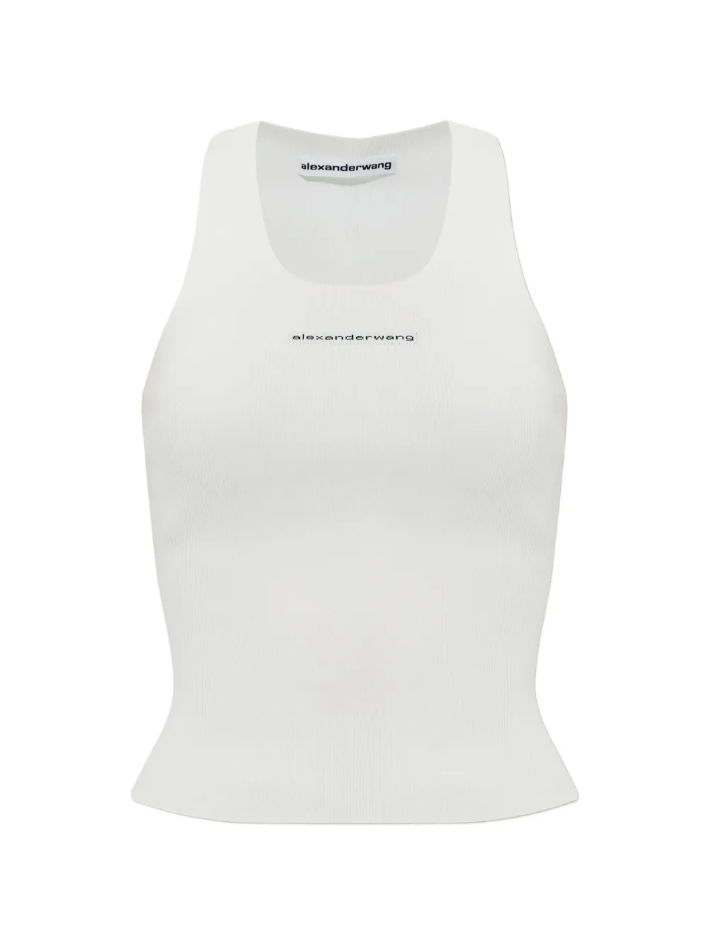 Alexander Wang ribbed-knit logo-patch cotton tank top - Bianco