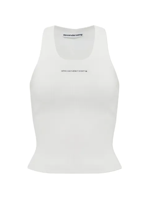 Alexander Wang Geripptes Tanktop mit Logo-Patch