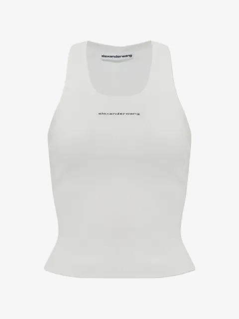 Alexander Wang ribbed-knit logo-patch cotton tank top