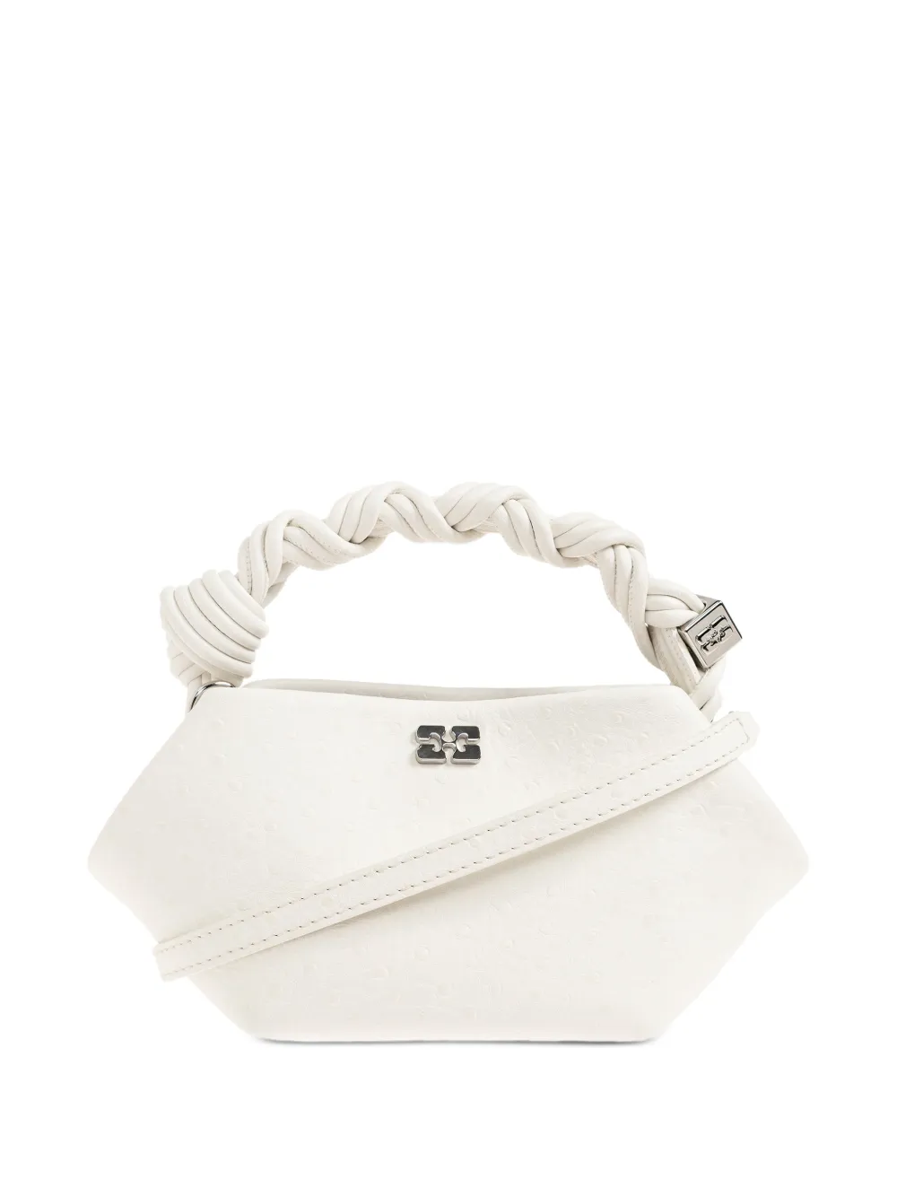 GANNI ostrich-effect twisted-handle tote bag - Weiß