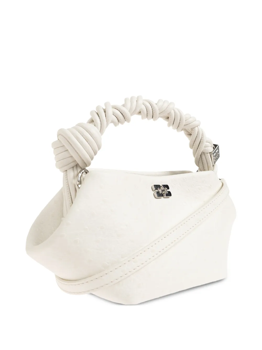 GANNI Bou leren shopper Wit
