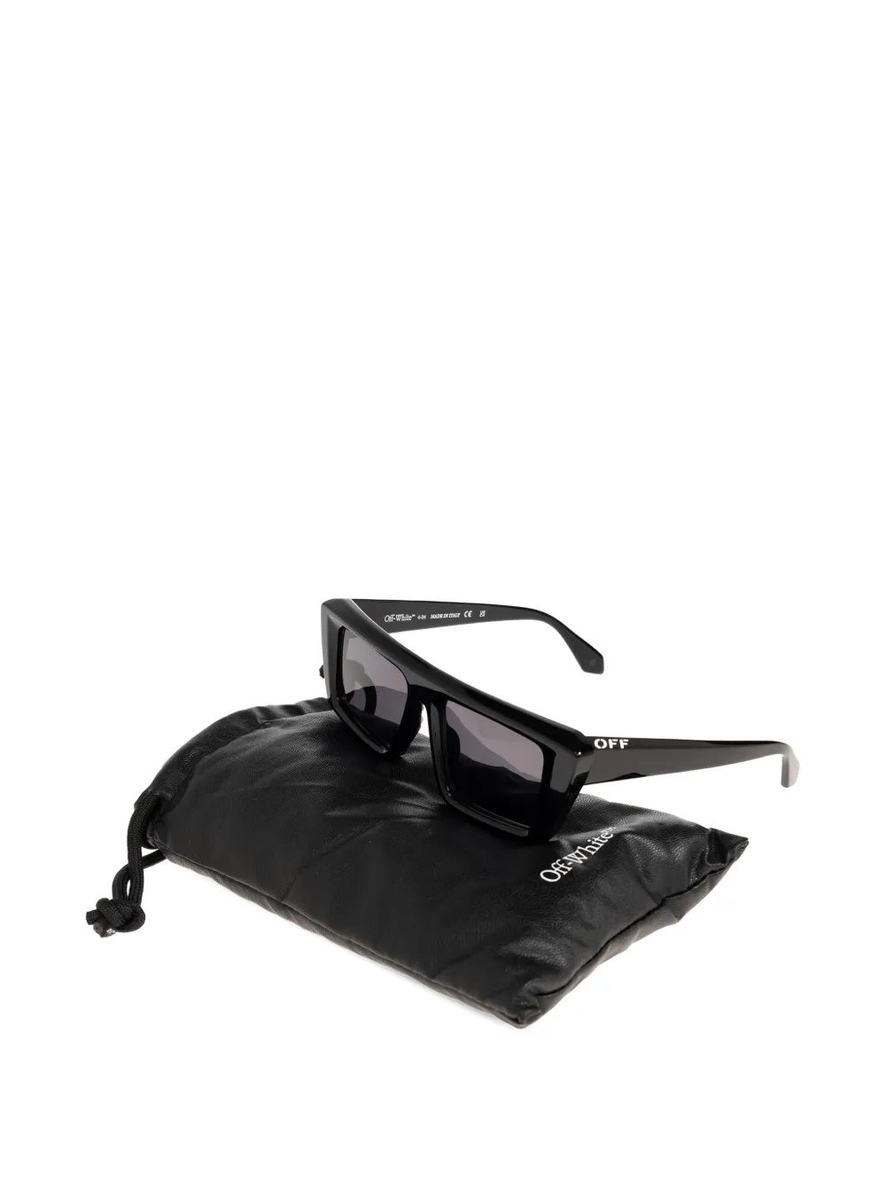 Off-White Eyewear Zonnebril met rechthoekig montuur Zwart