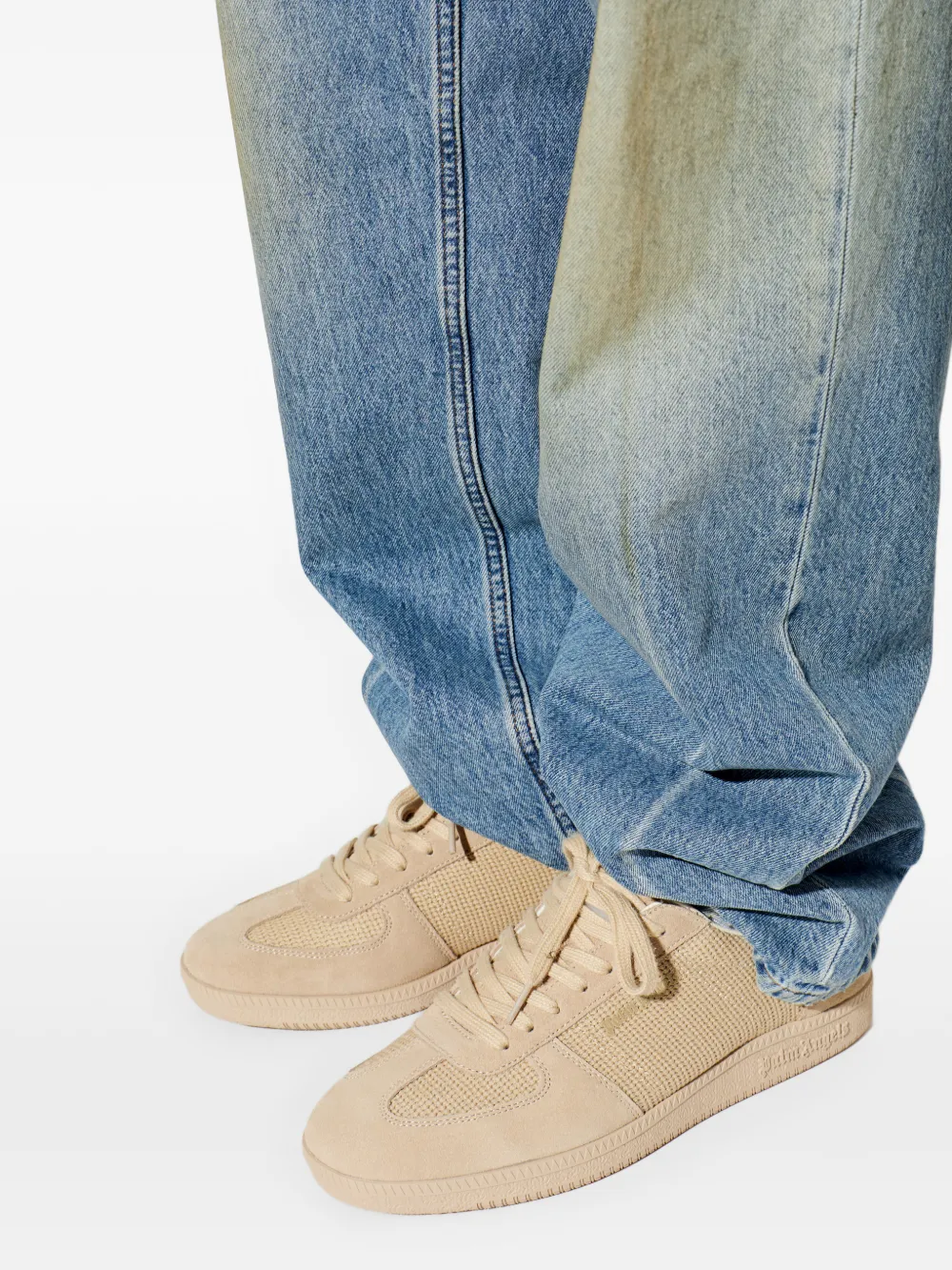 Palm Angels Mesh sneakers met suède vlakken Beige